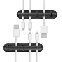 Cable Clip - Simr Cord Organizer - Cable Management - 6mm Wire Holder System - Rubber Adhesive Cord Hooks fit Home, Office, Cubicle, Car, Desk Accessories (5, Black)