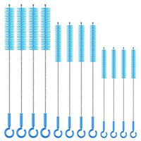 Upgraded Version 12 Pieces Drinking Straw Cleaning Brush Kit Blue, 12 Inches, 10 Inches and 8 Inches Straw Cleaner, Bendable Straw Brush For Multiple Size Straws