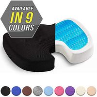 Seat Cushion w/Gel - Car Seat Butt Pillow, Hip Support for Office Chair and Wheelchair - Coccyx Orthopedic Gel Memory Foam Pad for Tailbone, Sciatica, Back Pain Relief - Breathable, Black
