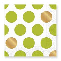 Design Design Kenzie Lime Green White Gold Dots Paper Dinner Napkins