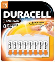 Duracell 1.4 Volt Zinc Air Hearing Aid Batteries Size 13 DA13B8 (8 Batteries)