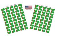 Made in USA! 100 Country Flag 1.5" x 1" Self Adhesive World Flag Scrapbook Stickers, Two Sheets of 50, 100 International Sticker Decal Flags Total (Turkmenistan)