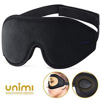 Eye Mask for Sleeping, Unimi 3D Contoured Sleep Mask for Women Men, Super Soft and Comfortable,100% Blockout Light 3D Eye Cover & Blindfold for Travel, Shift Work, Naps (Black）