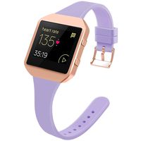 YiJYi Slim Bands Compatible with Fitbit Blaze,Thinner Soft Silicone Band with Metal Frame Replacement Wristband for Women Men Small Large (Large(6.3"-8.3"), Lavender/Rose Gold Frame)