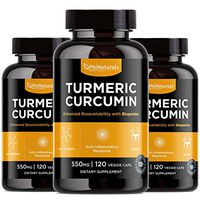 Turmeric Curcumin with Black Pepper – 550mg | 120 Count (Pack of 3) Anti Inflammatory Organic Turmeric Root with Bioperine Vitamin – Non GMO & Gluten Free – Paleo & Keto Friendly Immune Support