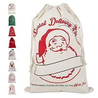 Fannybuy Santa Sack Personalized Bags Large Drawstring Canvas Burlap Bag Drawstring Delivery Extra Large Size 27.5"x19.5" (H)
