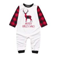 XGao Christmas Pajamas, Pajamas Set Christmas Toddler Baby Plaid Deer Printed Romper Jumpsuit Xmas Family Clothes Outfit Boys Girls for 0 to 24 Months 2-12 Years Old (White, 9-12 Months)