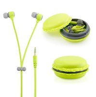 Amberetech Cute 3.5mm in Ear Earphones Earbuds Headset with Macaron Earphone Organizer Box Case for iPhone,for Samsung,for Mp3 iPod Pc Music (Green)