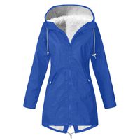 Dainzuy Rain Jacket Women Fleece Lined Hooded Winter Warm Thick Raincoat Waterproof Outdoor Windbreaker Outwear Blue