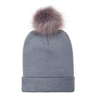 Theoylos Womens Winter Pompom Beanie Hats Fleece Lined Crossed Knit Cap Ladies Warm Thick Ski Skull Cap Gray