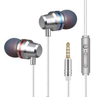 Earbuds Earphones with Microphone Bass in-Ear Headphones with Mic Heavy DEEP Bass Stereo and Noise Isolating, 3.5mm Plug Compatible Multiple Audio Devices 3.9 Ft Silver