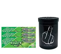 Herb Airtight Container Fresh Kettle with Juicy Jay's Apple 1.25 Flavored Hemp Rolling Papers 3 Count DC Crafts Nation- Middle Finger