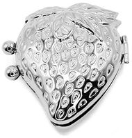 Silver Strawberry Shaped Pocket Purse Portable Travel Pill Box & Medicine Organizer (1 Large Compartment)