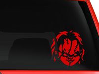 LA DECA Chucky face scary on car truck SUV laptop mac decal sticker 6" RED