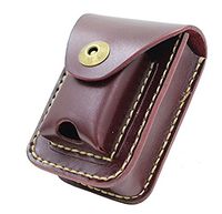 Phonyeer Handmade Genuine Leather Waist Cigarette Case with Lighter Holder for Zippo& 84mm (Wine)