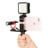 Ulanzi Pocket Rig for Smartphones with Boya by-MM1 Shotgun Microphone and 49 LED Video Light Cold Shoe Plate for iPhone Xs Xs Max X 8 7 Plus Filmmaking Professional Videography