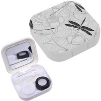 Portable Contact Lens Case Box Travel Kit Mirror + Bottle + Tweezers Container Holder [ Water Lilies ]