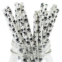 Paper Straws Puppy Dog Paw Print Pattern - Eco Friendly Wedding Straws - Dozens of Designs & Perfect For Any Party! Frozen Dessert Supplies - 25 Count