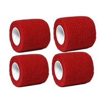 Aguaton Self-adherent Stretch Cohesive Athletic Tape Wrap Bandage 2 Inches By 6 Yards (Pack of 4) (Red)