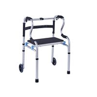 HYJ Folding Walker,Disabled and Elderly Folding Walker with Seat Belt Pulley Four-Legged Walking Stick Rehabilitation Walker,Height Adjustable