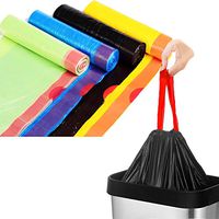 Drawstring Trash Bags Bin Liner Thickness,Colored 4-8 Gallon Trash Garbage Wastebasket Bags, 75 Liners Garbage Bags