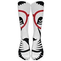 Men Novelty Glasses Dog Funky Over The Calf Sock Athletic Crew Stocking Unisex
