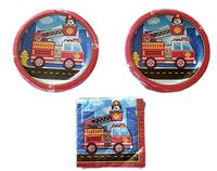 5 Alarm Fire Truck Party Bundle 9" Plates (16) Napkins (16)