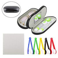 2 in 1 Double Sided Glasses Contact Lens Case with 5pcs Brush Cleaner Clips and Glasses Cloth