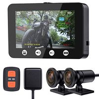 VSYSTO Motorcycle Dash Cam 4.5 inch Motorcycle Dual Camera 170° Angle Front and Rear Both 1080P WiFi Support, with GPS,Wireless Controller,Screen Voltage Show,Mountain Bike Camera Handlebar+64GB Card