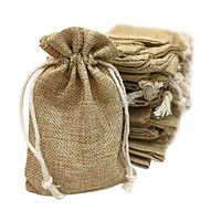 50 Small Burlap Bags with Drawstring, 4x6 Inch Rustic Gift Bag Bulk Pack - Wedding Party Favors, Jewelry and Treat Pouches