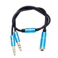 Tpingfe 3.5mm Stereo Earphone Headphone Audio Y Splitter Jack 1 Female to 2 Male Adapter Cable (Blue)