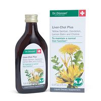 Dr.Dünner Liver-Chol Plus, 5.9 fl oz - Liver Support for Digestion, Detox, Cleanse & Rejuvenation with Organic Yellow Gentian, Dandelion, Peppermint, Lemon Balm & Choline. Non-GMO, Vegan, Gluten Free
