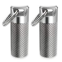 TISKY Mini Pill Box Container,Portable Titanium Waterproof Keychain Pill Holder,Small Pill Case for Outdoor Travel Purse or Pocket-2PCS