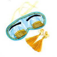 Gold Tassels Earplugs Breakfast At Tiffany's Earplugs Set Audrey Hepburn Sleep Mask Holly Golightly Sleep Masks Breakfast at Tiffany's Eye Mask Bridal Shower favor Breakfast At Tiffany's Party Supply