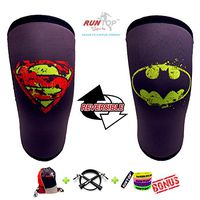 Knee Sleeves ( 1 PAIR ) 7 mm Neoprene Best Knee Supports Pain Compression Brace Cap for Squats, Crossfit WODS Weightlifting Powerlifting Strong Knee Pads For Men Women (L, SUPER BATMAN)