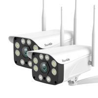 Outdoor Surveillance Camera(2-Pack), TourAlle 1080P Home Security System with Color Night Vision, Motion Detection, 2-Way Audio, IP66 Waterproof Wireless Camera with MicroSD Slot and Cloud Storage
