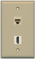 RiteAV - 1 Cat6 Ethernet and 1 HDMI Port Wall Plate - Ivory - Bracket Included