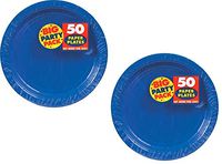 Amscan Paper Dinner Plates 9-Inch, 100/Pkg, Bright Royal Blue