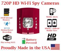 SecureGuard 1080P HD WiFi Battery Powered Wireless IP Fire Alarm Strobe Light Hidden Security Nanny Cam Spy Camera with 16GB Memory (24 Hour Red)