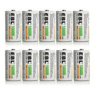 EBL 10 Pack D Size D Cell 10,000mah High Capacity High Rate NiMH Rechargeable Batteries