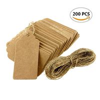 200 Pcs Kraft Paper Gift Tags for Wedding Brown Rectangle Craft Hang Tags with Free String