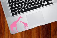 Yadda-Yadda Design Co. Giraffe Mom and Baby - Trackpad/Keyboard - Vinyl Decal (3.6" w x 3" h) (Pink)