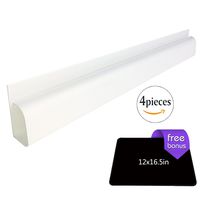 Cable Management | 4 16 Inch Pieces | Large J Channel Cable Raceway | Hardware Included | TV | Home | Office | Floor | Adhesive Wire Tray | Cable Hiding (White)