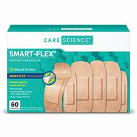 Care Science Smart-Flex Adhesive Fabric Bandages, 60 CT, 8X More Flexible | Stays on 24 Hours. for First Aid and Wound Care
