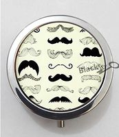 BlackKey Mustache Print Pattern 3-Compartment Decorative Pocket Gift Box Case Organizer for Pill, Color 1 -705