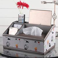 T-ZJHC European Fashion Multi-Function Tray Living Room Desktop Remote Control Napkin Paper Storage Box, Gray Cartoon Glasses Trapezoid