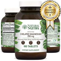 Natural Nutra Chelated Magnesium Oxide Supplement with Amino Acid Chelate for High Absorption, 250 mg, 180 Tablets