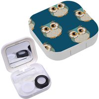 Portable Contact Lens Case Box Travel Kit Mirror + Bottle + Tweezers Container Holder [ Owl ]
