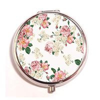 Floral, Pink, Green, Vintage Design Unique Tone Round Pill Box Medicine Tablet Organizer or Coin Purse