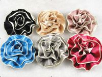 10pcs Big Polyester 75mm Ribbon Rose Flower Wedding Appliques DIY-(Pick Color) (Mix)